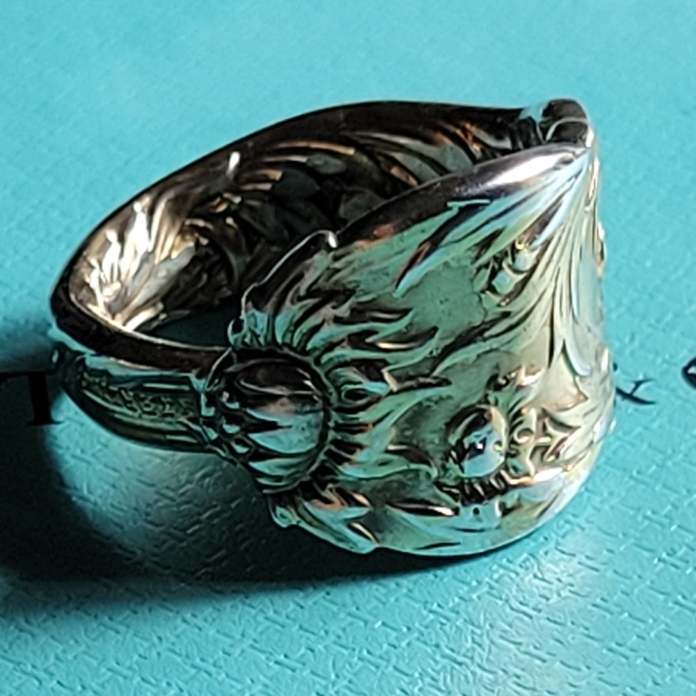 1880 Tiffany & Company Chrysanthemum Spoon Ring in Gold Vermeil #83